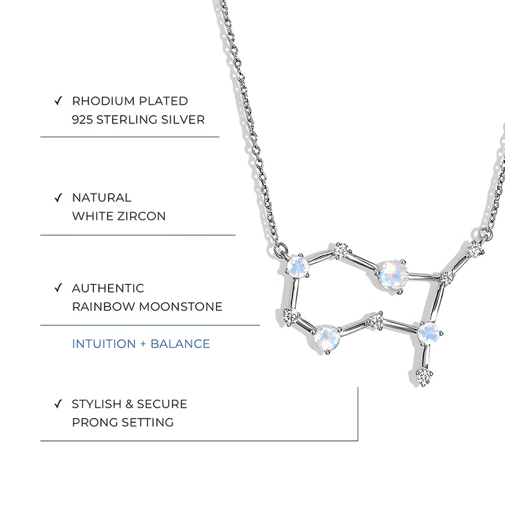Moonstone Necklace - Gemini Zodiac Constellation