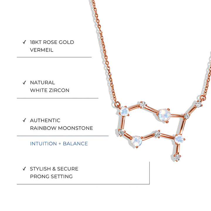 Moonstone Necklace - Gemini Zodiac Constellation