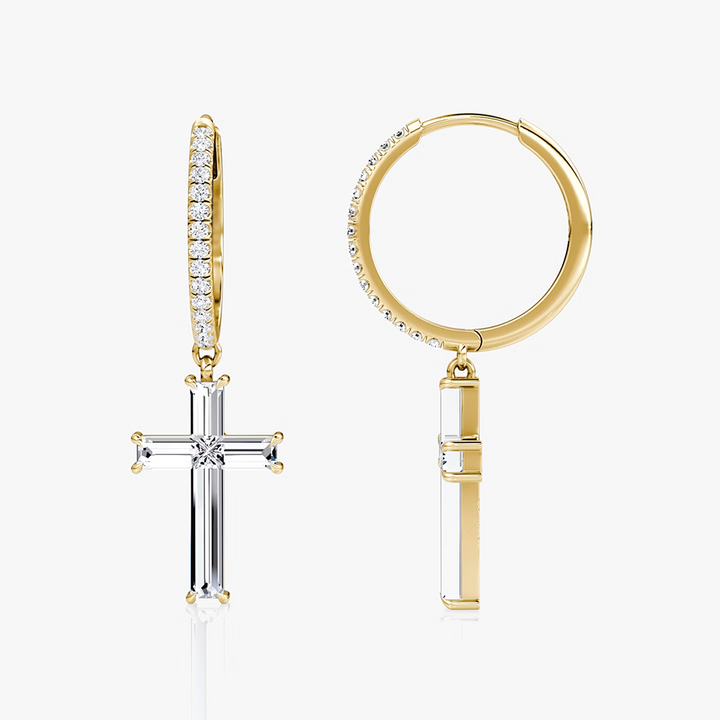 Petite Cross Huggie Pavé Hoop